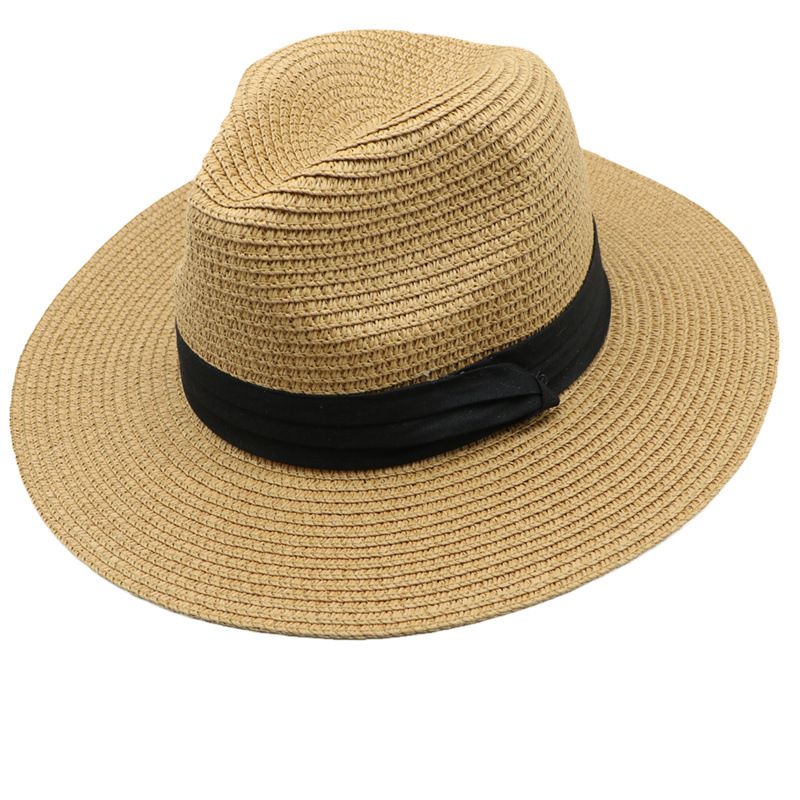 草帽英伦礼帽男女士可折叠遮阳沙滩帽防晒帽