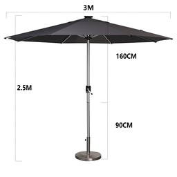 [3米庭院伞9919] 3米直径太阳能LED灯条伞USB充电中柱伞伞骨发光直杆伞灯光模式可调庭院伞
