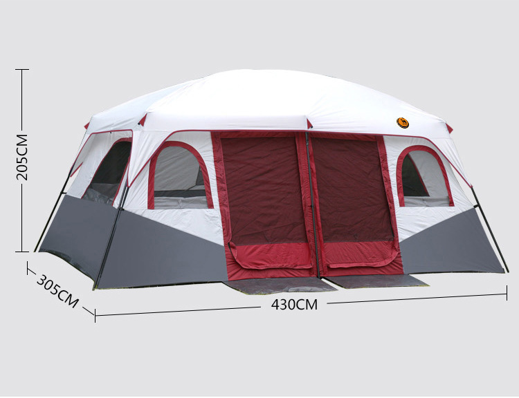 430×305×205cm露营帐篷8-12人两房帐篷